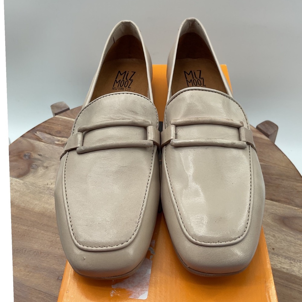 Miz Mooz Ziya Cream Leather Square Toe Loafers Shoes Made in Portugal Size 38 - Picture 4 of 11